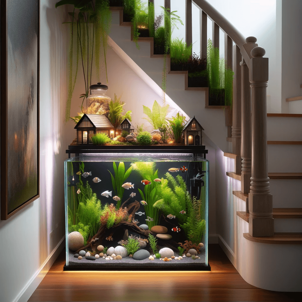 ديكور حوض سمك تحت الدرج