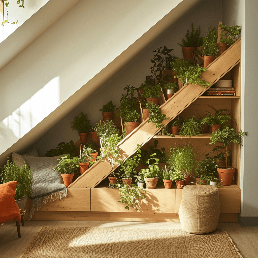 ديكور نبتات تحت الدرج