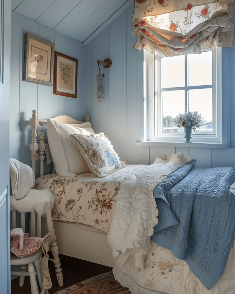 ديكور غرف النوم صغيرة للبنات بالون الأزرق
