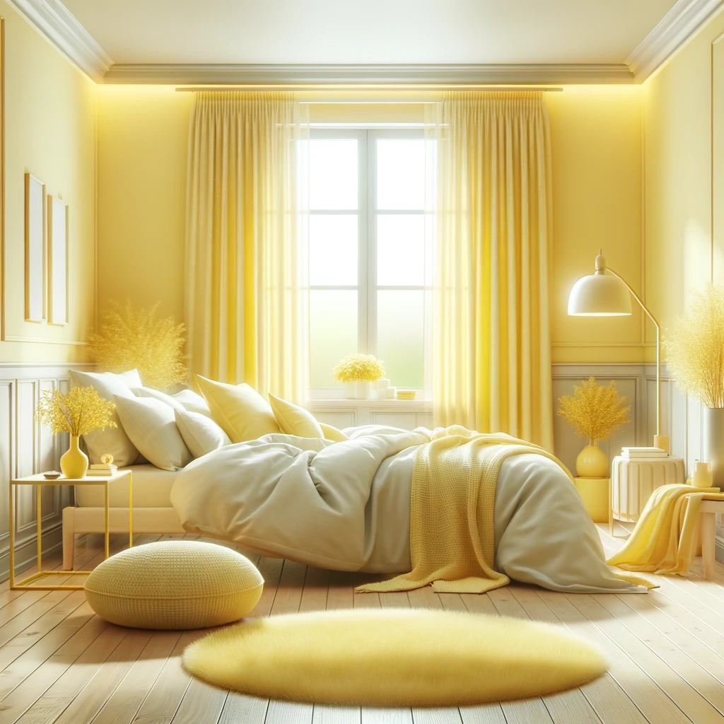 ديكور غرفة نوم  بالأصفر الفاتح