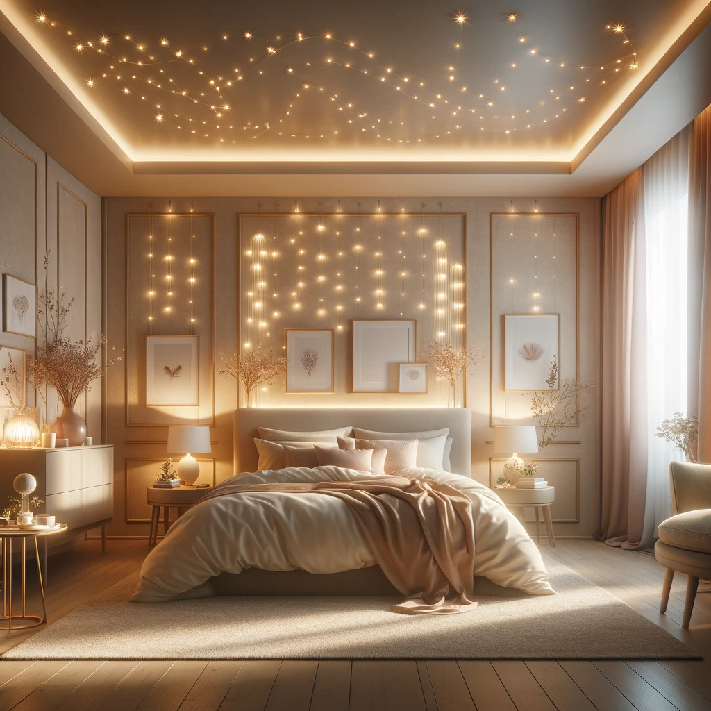 ديكور غرف نوم باضاءة عصرية