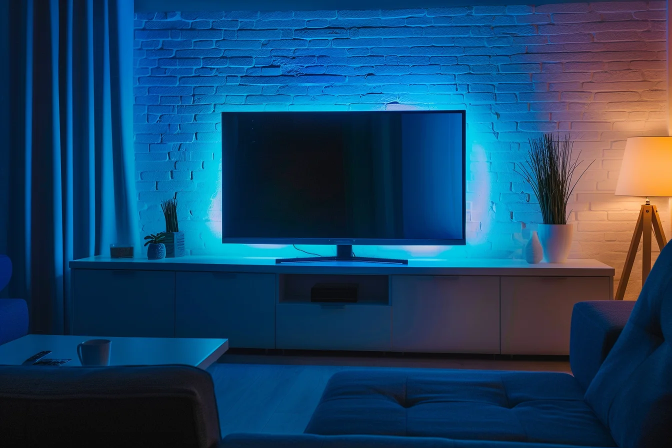 ديكور تلفزيون بإضاءة خلفية بتقنية LED