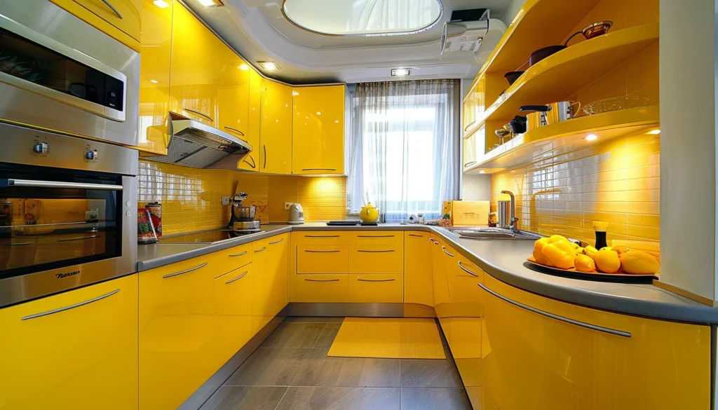 مطبخ باللون الأصفر