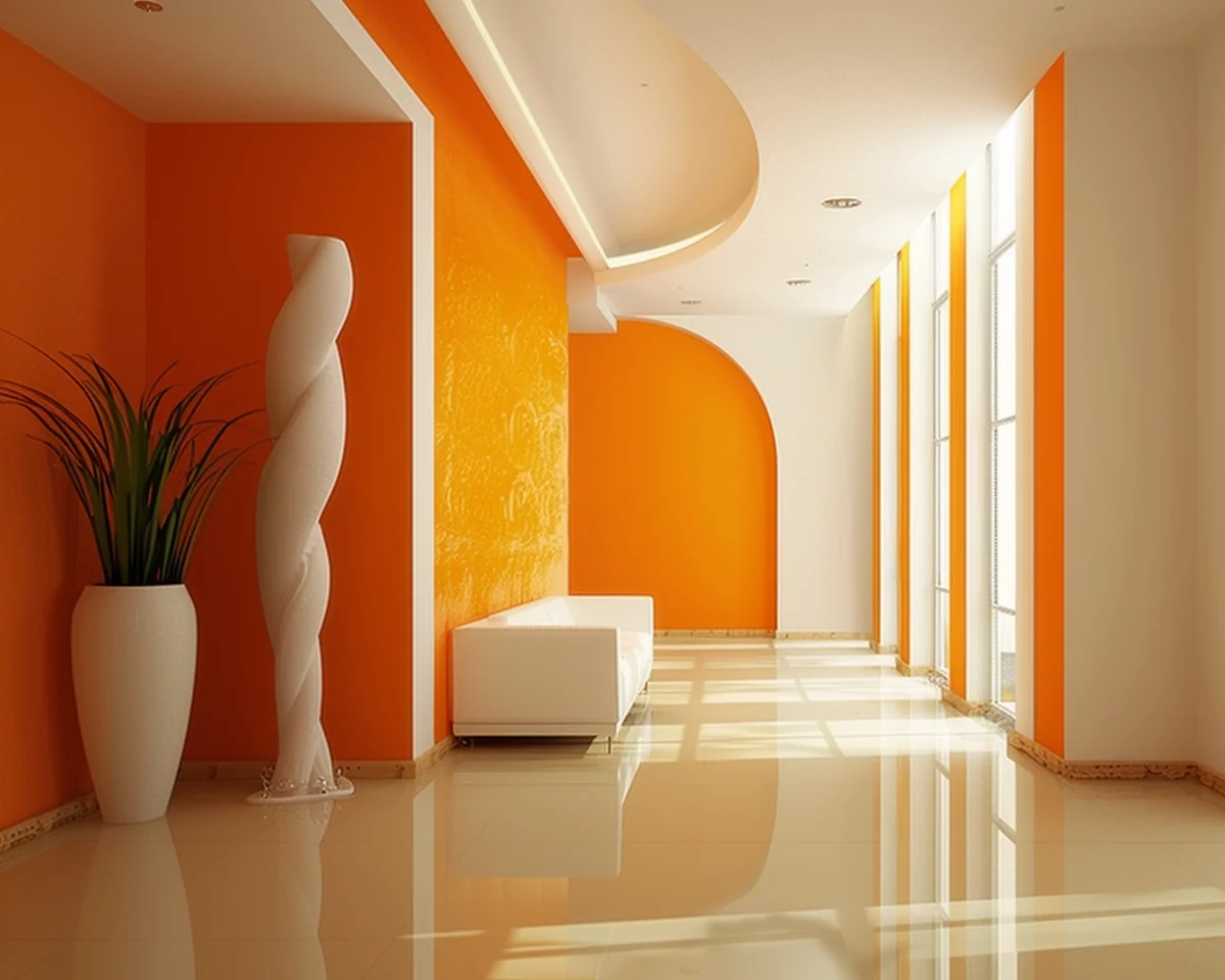 دهان حائط باللون البرتقالي