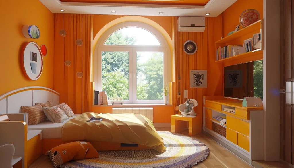 دهان غرف اطفال باللون البرتقالي
