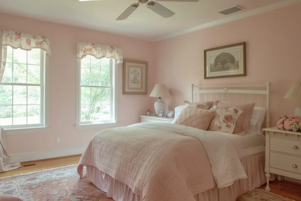 غرفة نوم بالون الوردي الباهت