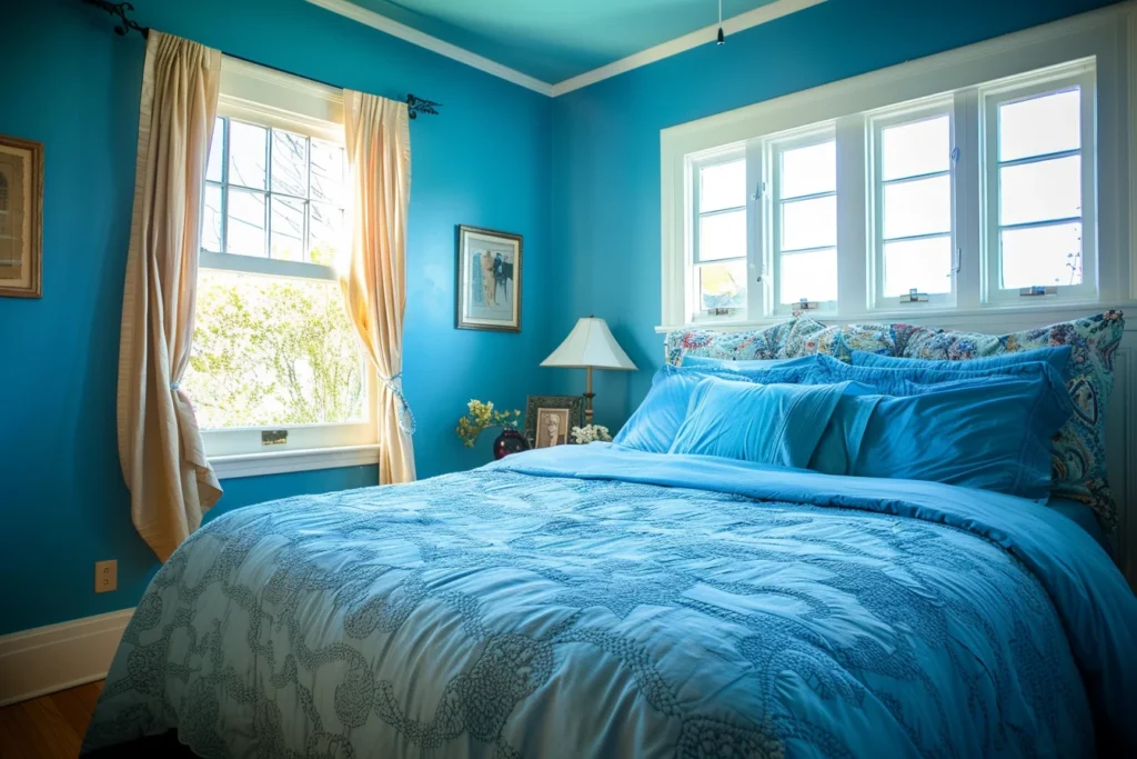 غرفة نوم رومانسيه بالون الأزرق