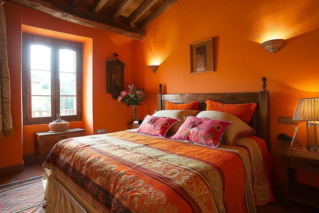 غرفة نوم رومانسيه بالون البرتقالي