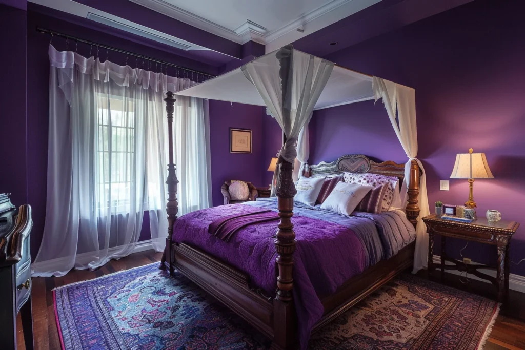 غرفة نوم رومانسيه بالون البنفسجي