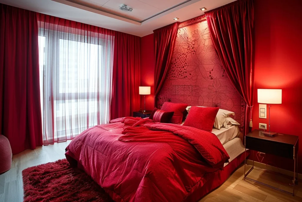 غرفة نوم رومانسيه بالون الأحمر
