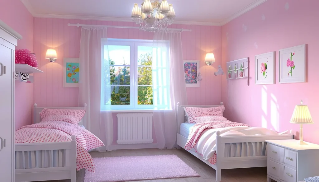 غرفة نوم اطفال بالون الوردي الفاتح