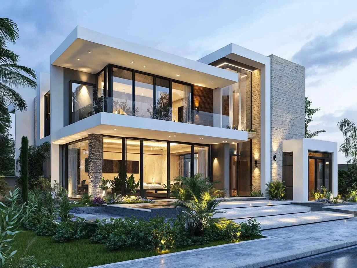 واجهة منزل حديث بطابقين